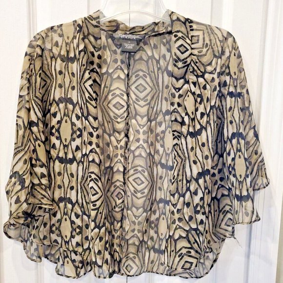 RB Collection New York - Womens Black/Tan Shrug Lightweight Size 14 - Picture 1 of 4